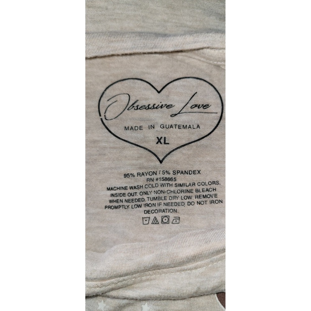 Obsessive Love Beige Rayon Spandex Stretch Top Size XL‎ Casual Everyday Wear - Picture 3 of 3